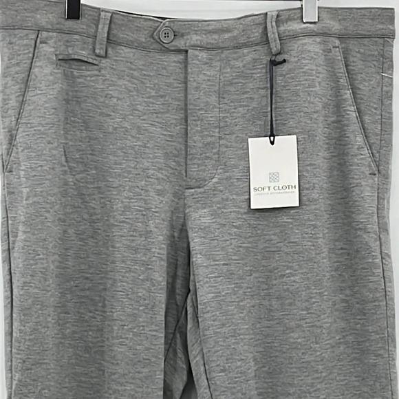Soft Cloth Jersey Knit Flat Front Trousers in Gray - NWT - Size 38 - Picture 2 of 6